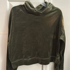 Aerie offline green velvet long sleeve hoodie